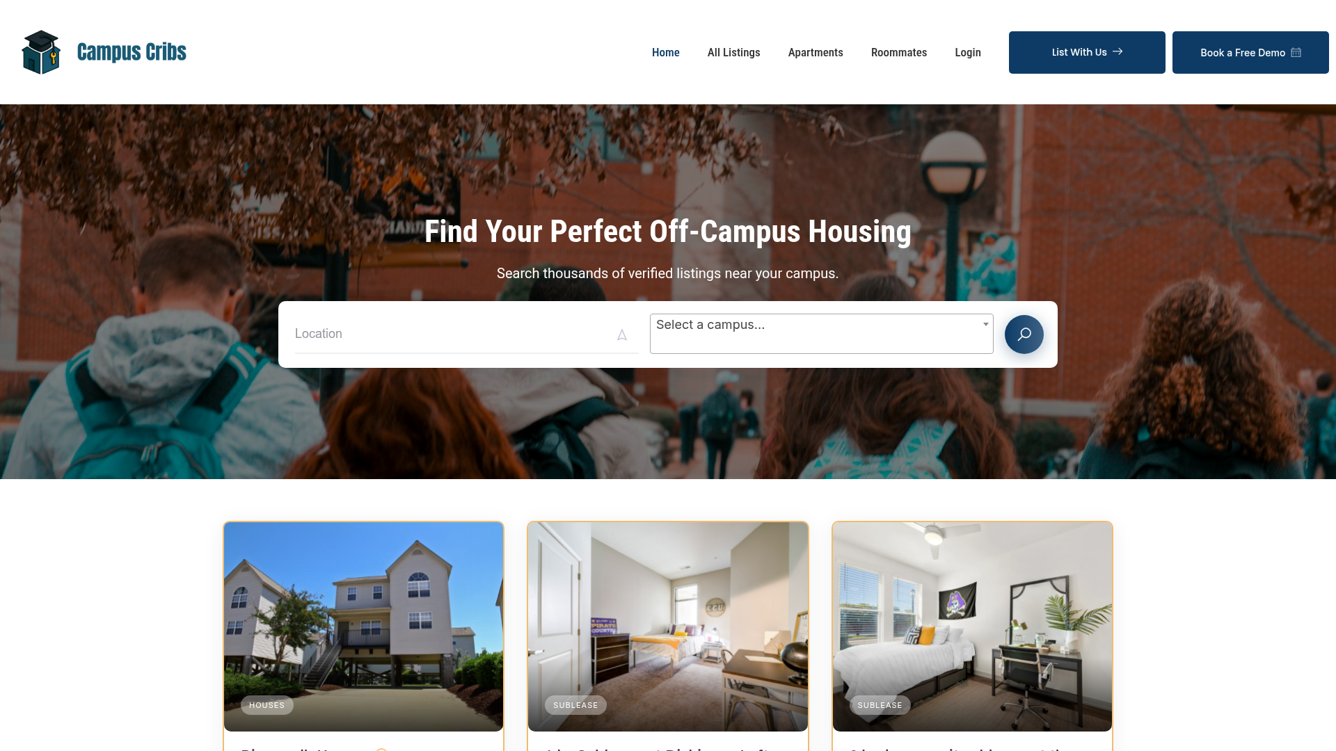 Campus Cribs website screenshot