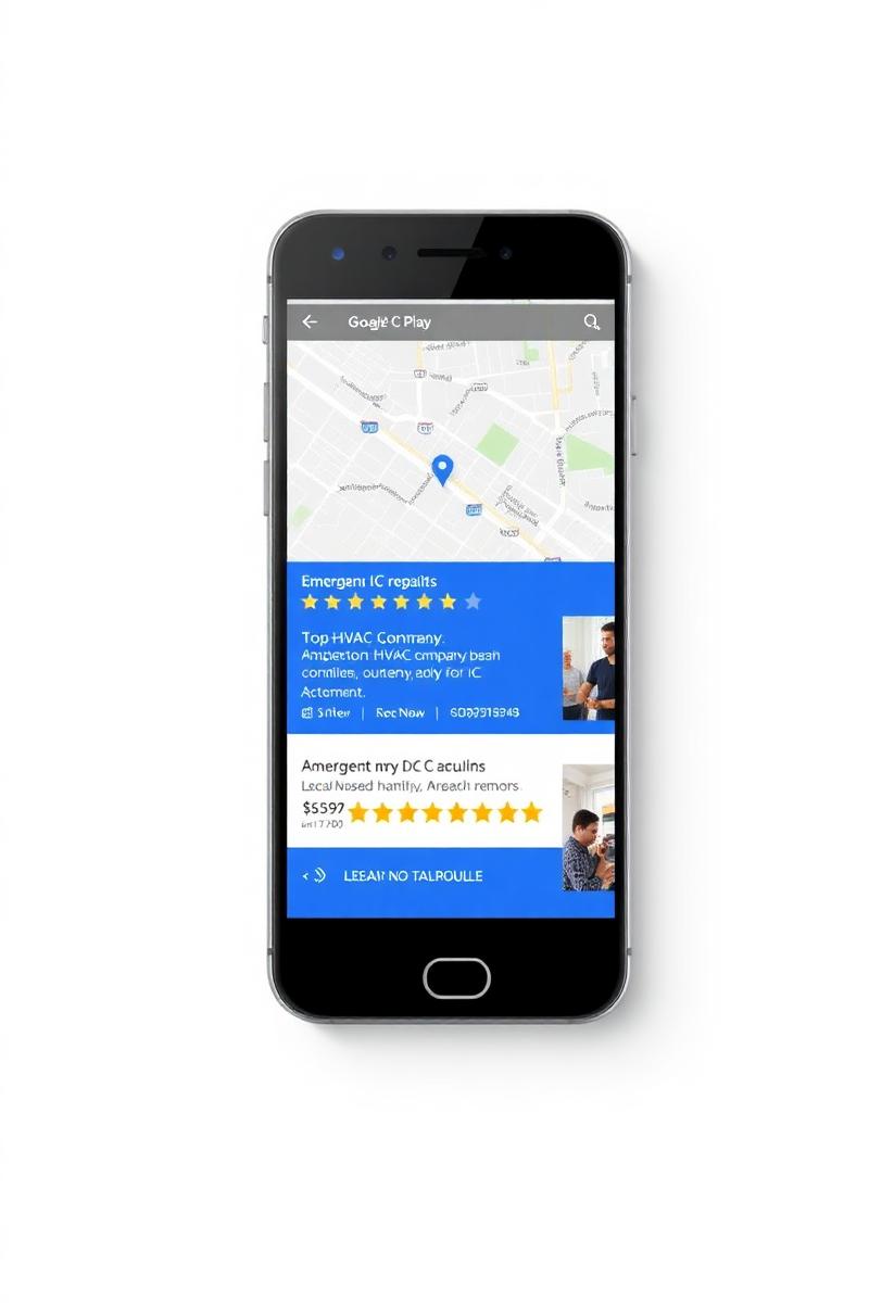 HVAC company ranking in Google map pack for emergency AC repair